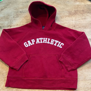 Vintage Gap Unisex Toddler Small‎ Red Hooded Graphic Sweatshirt W/ Pouch